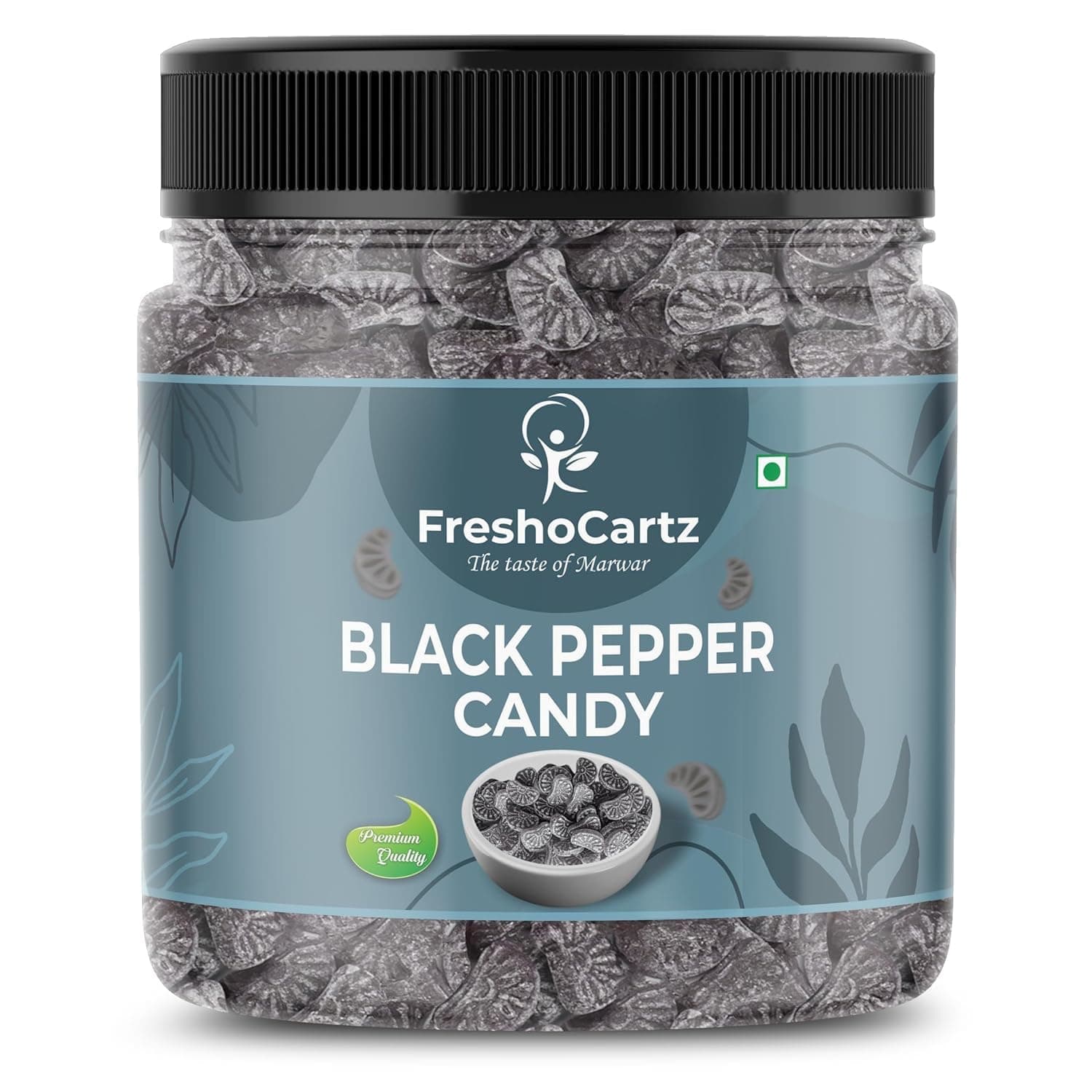FreshoCartz Black Pepper Flavoured Candy 1KG | Kali Mirch Goli | Sweet Hard Candy - Jar Pack of 1