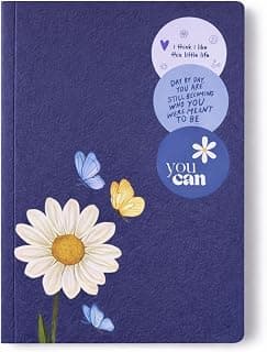 Motivational Floral A5 Notebook Diary for Women & Students | Softbound Laminated Cover | Monthly Planner + Daily Planner | 21 x 15 cm Ruled Journal | Inspirational Quote Cover (Blue You Can)