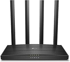 TP-Link Archer AC1200 Archer C6 Wi-Fi Speed Up to 867 Mbps/5 GHz + 400Mbps/2.4 GHz, 5 Gigabit Ports, 4 External Antennas, MU-MIMO, Dual Band, WiFi Coverage with Access Point Mode, Black