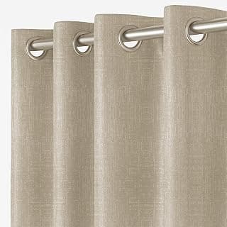 LINENWALAS 100% True Blackout Curtains 6 Feet Long - Set of 2 Panels, Embossed Cladding Texture, Thermal Insulated & Noise Reducing Room Darkening Curtains for Window (Stone Ivory)