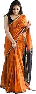 ZECVA Women's Pure Soft Spun Cotton Lichi Silk Saree For Women With Attach Unstitch Blouse Piece