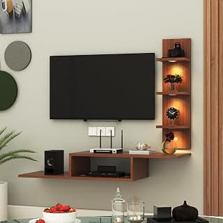 Anikaa LED Light TV Unit Wall Mounted TV Unit Wall TV Cabinet for Living Room, Set Top Box Stand - Walnut (D.I.Y - Do-It-Yourself) Ideal for up to 43" inches