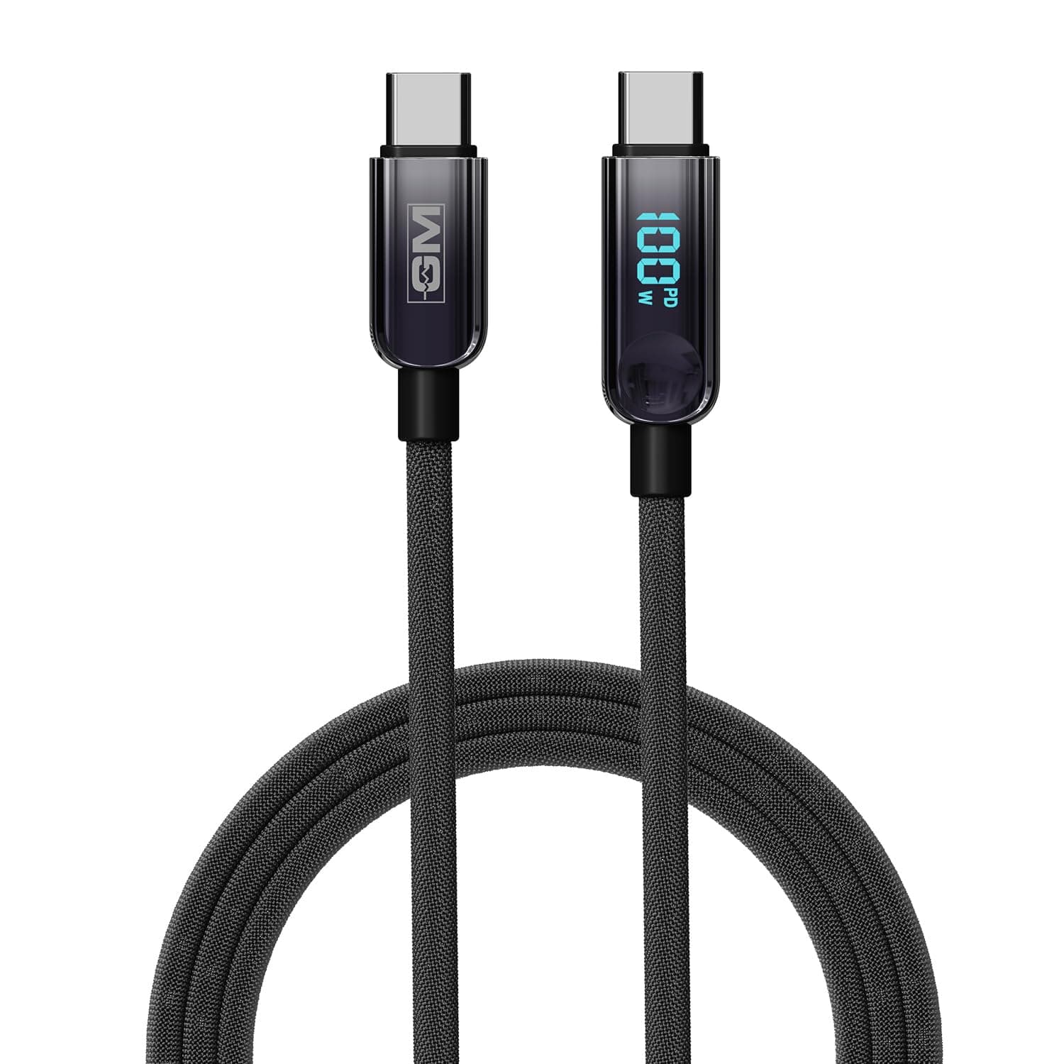 GM G+ PD 100W Invisible LED Indicator C-C Cable | Electroplated Wattage Design Smart LED Watt Display | 20,000 bend cycles tested | 480Mbps Data Speed | Tangle-Free | 1 Year Warranty | 120cm
