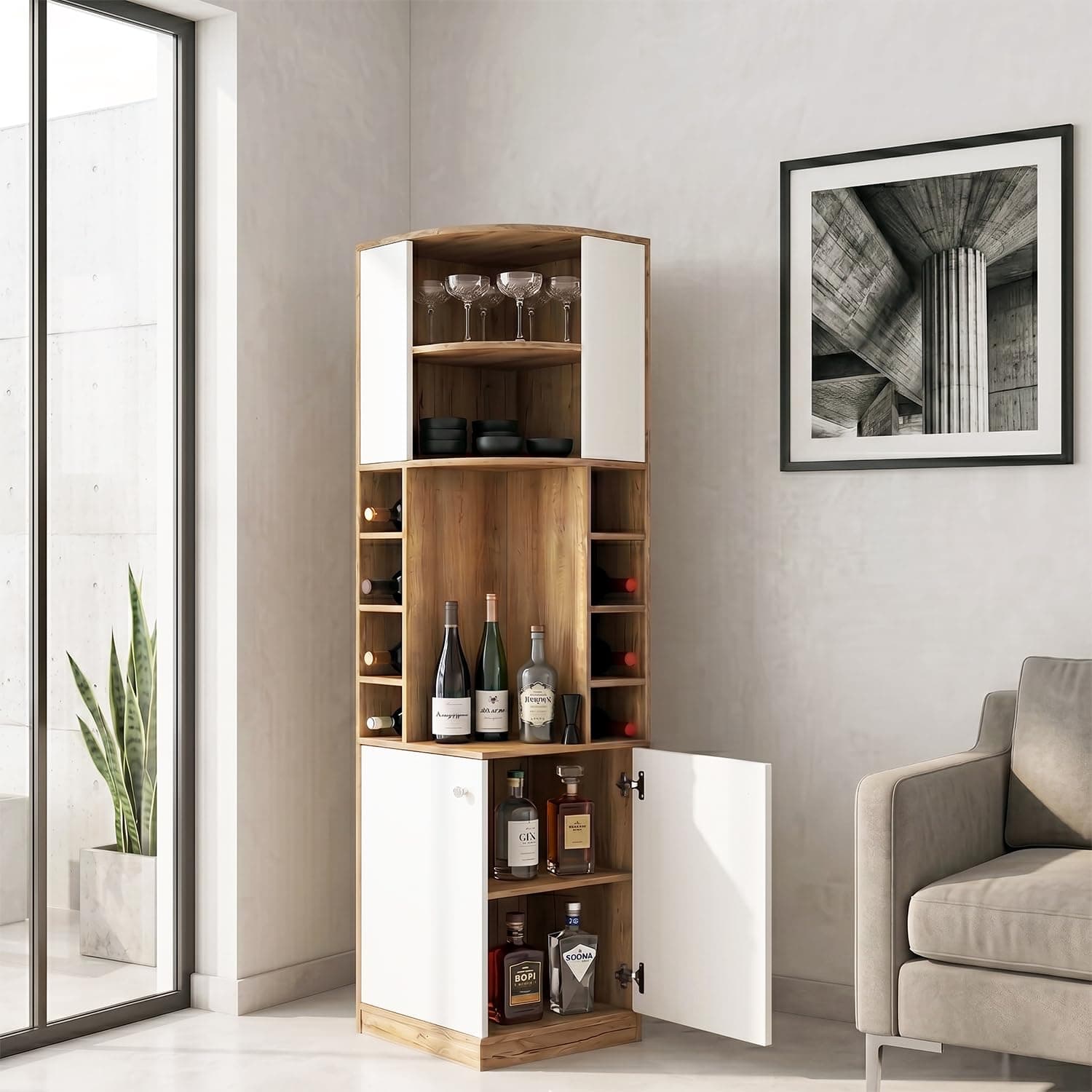 Klaxon Premium Under Cabinet Wine Glass Holder - Space-Saving, Upside-Down Storage for Home, Mini Bar & Pub, Stainless Steel Hanging Rack Organizer (FD & Black, Standard)