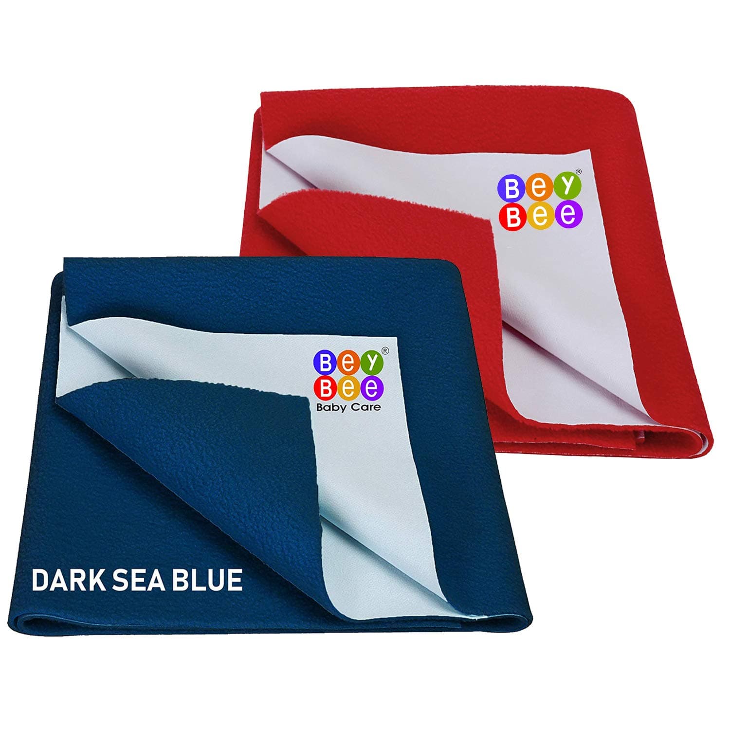 BeyBee Just Dry Bed Protector Baby Mats Waterproof Sheet for Born Babies Gifts Pack Diaper Changing Pads (Small, Dark Sea Blue/Red)