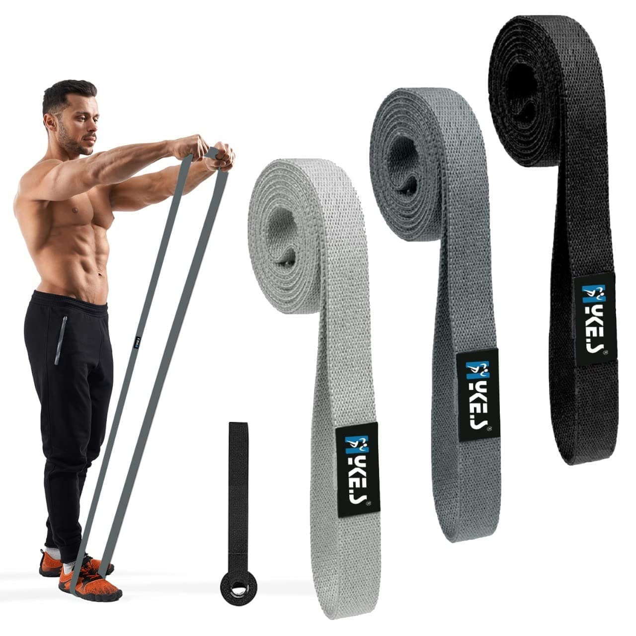 Hykes Unbreakable Long Resistance Pull Up Workout Exercise Fabric Bands Set Body Stretching, Chin Ups, Physical Therapy for Men and Women