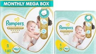 Pampers Premium Care Pants Diapers, Small, 70 Count & Pampers Premium Care Pants Diapers, Small, 140 Count