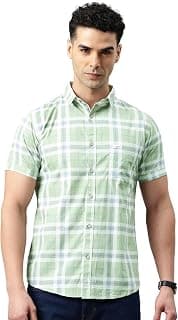 Majestic Man Men Slim Fit Pure Cotton Checkred Half Sleeve Casual Shirt