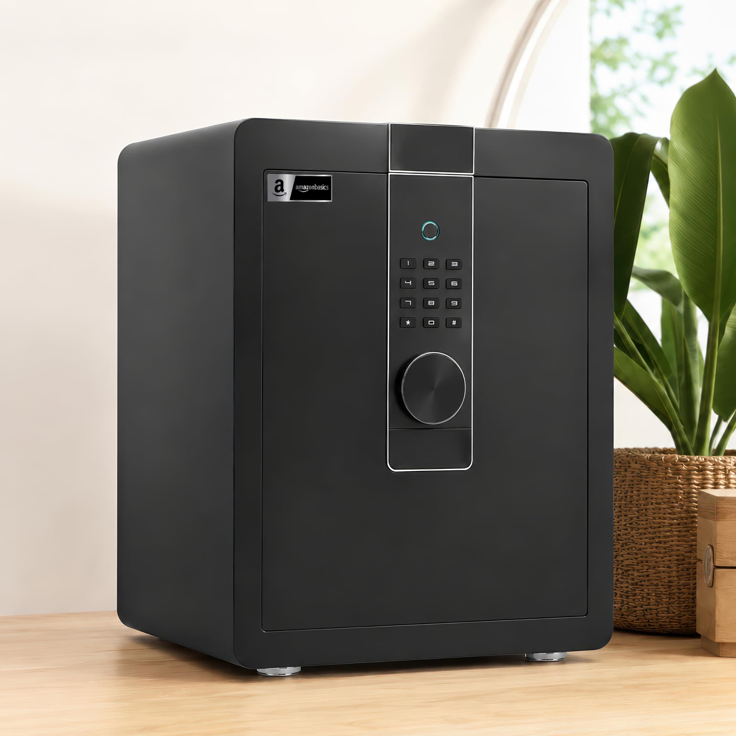 Amazon Basics Gross Capacity - 54L (Net - 49L), Biometric Fingerprint + Password Safe Locker Box for Home & Office | Digital Electronic Security Locker Safe With Dual Access, Anti Theft Steel Body