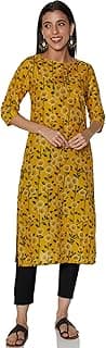 BIBA Women Cotton Regular Fit Straight Printed Kurta