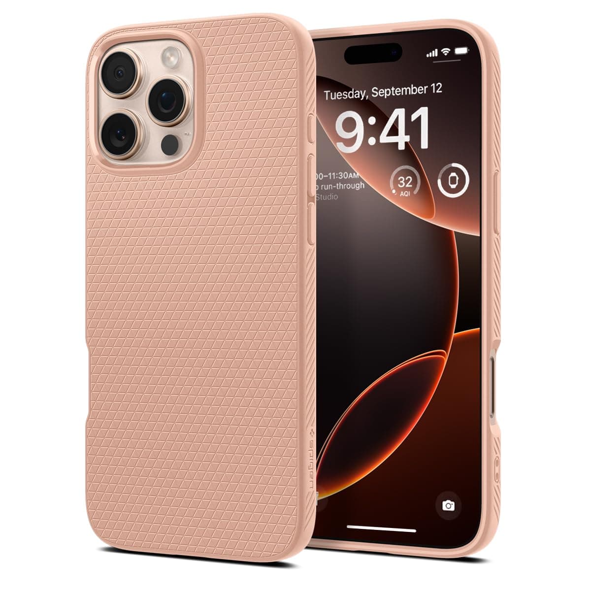 Spigen Liquid Air Back Cover Case for iPhone 16 Pro, Durable Protection, Air Cushion Technology - TPU | Rose Titanium