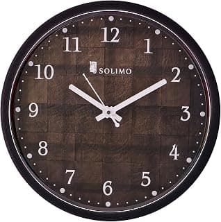 Amazon Brand - Solimo 12-inch Plastic & Glass Wall Clock - Checkered (Silent Movement, Black Frame)