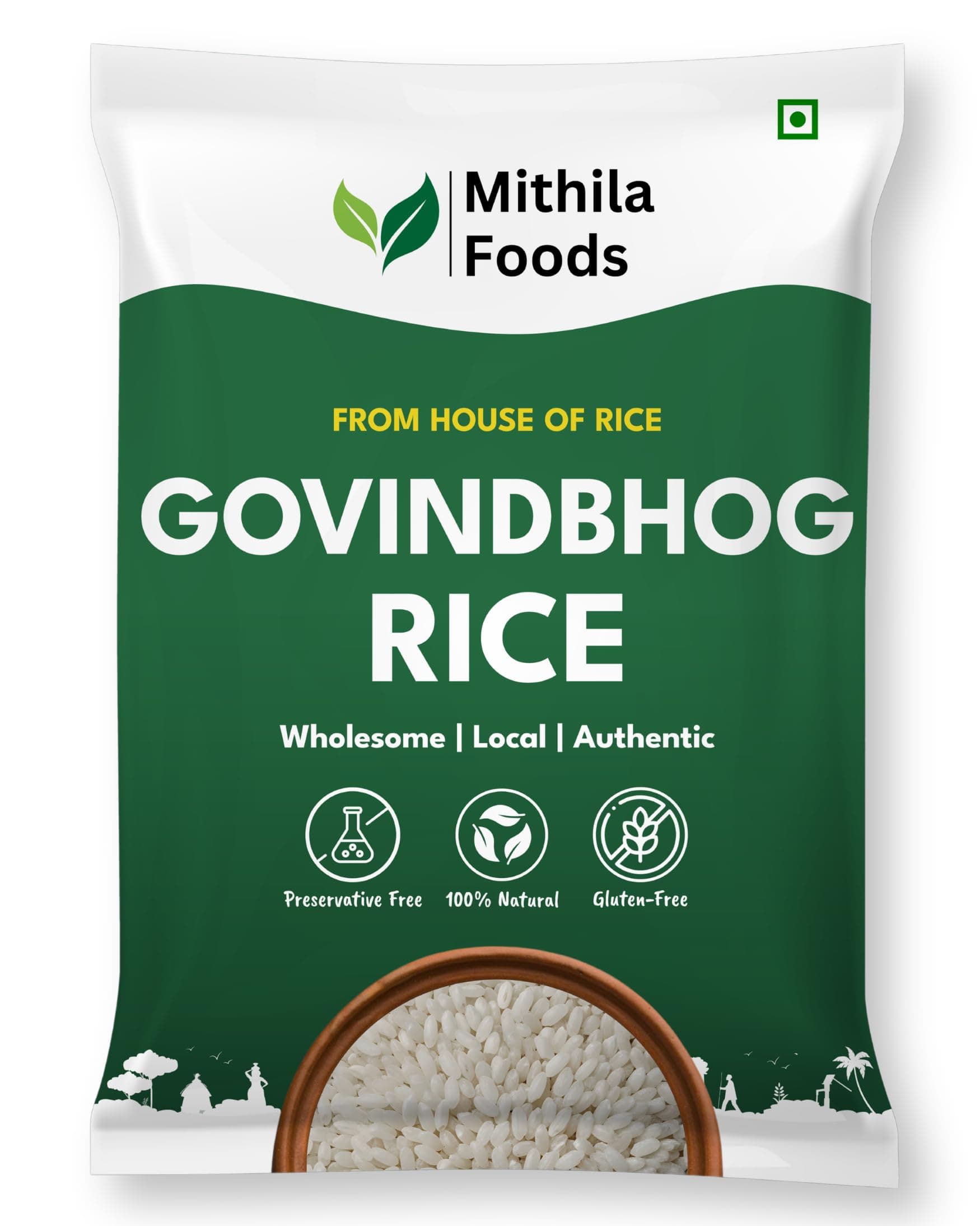 MITHILA FOODS 2 Kg Bihari Govind bhog Rice for Kheer, Biryani & Pulao | Rich Aroma, Naturally Aged Chawal, Tasty, Fluffy, Non-sticky Gobindobhog Rice | Authentic Traditional Cultural Flavor From Bihar
