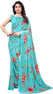 Satrani Women's Woven Polyester Saree (1850ST176_Aqua Blue)