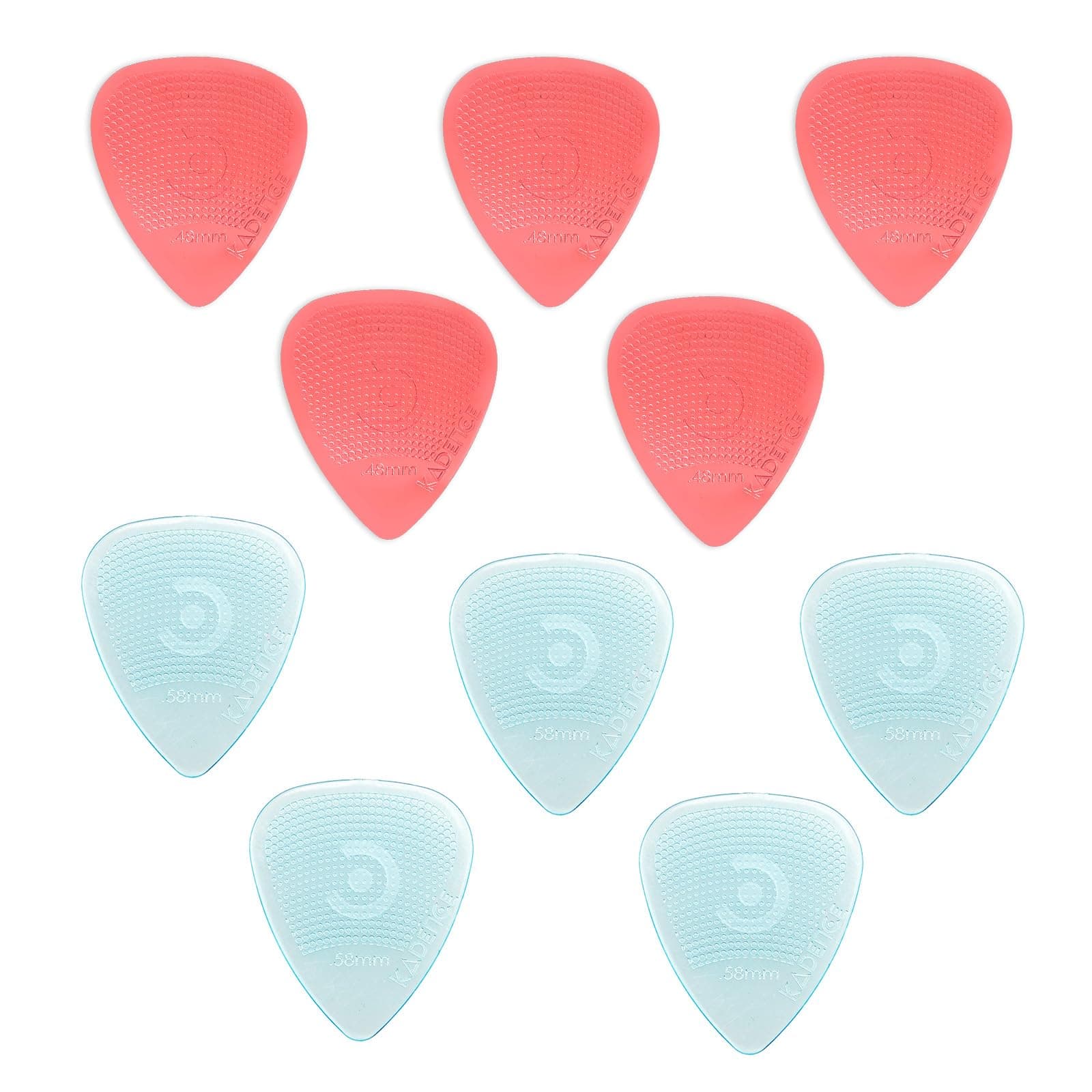 Kadence HG48R58B Jamming Series Assorted Guitar Picks (Pack of 10) | 5x0.48mm & 5x0.58mm Polycarbonate Plectrums | Hostile Grip, Anti-Slip Texture | For Acoustic, Electric & Bass Guitars | Blue & Red