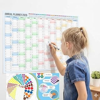 Thinkcrafts 2026 Wall Calendar Planner, Large 29.5 x 19.5 Inch, 12-Month Yearly Calendar, Home Office Organization plannar (white, 20x30 inches)
