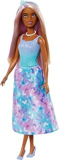 Barbie Royal Doll with Purple-Highlighted Fantasy Hair, Petite Body Type, Colorful Accessories and Butterfly-Print Skirt