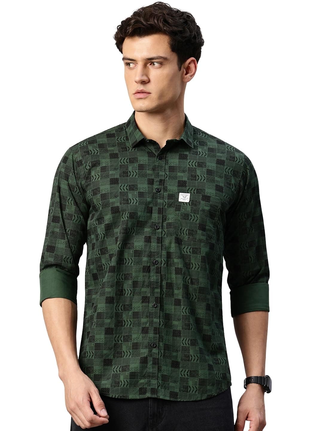 Majestic Man Custom Abstract Printed Pure Cotton Slim Fit Casual Shirt