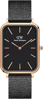 Daniel Wellington Quadro Analog Watch for Women with Black Rectangle Dial & Black Stainless Steel Bracelet Band Water Resistant Women's Wrist Watches - DW00100467