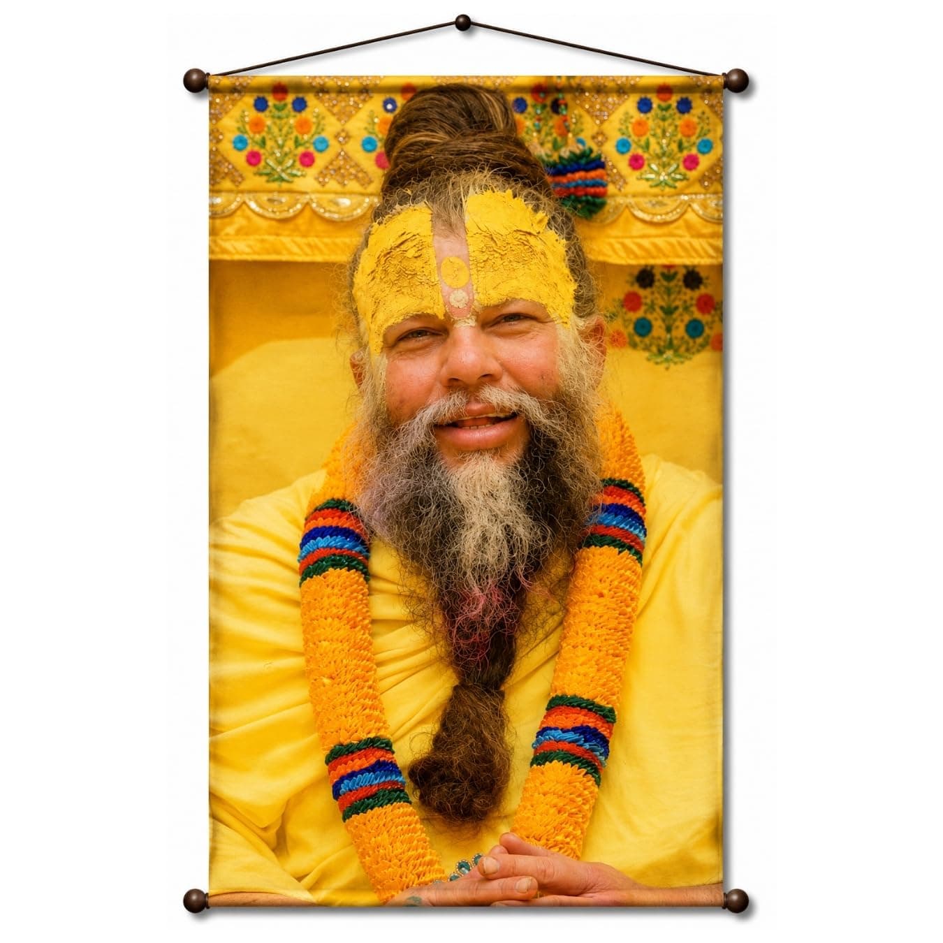 Adorvue Spiritual Guru Tapestry Wall Hanging for Living Room & Meditation Room | Indian Saint Portrait Wall Decor | Devotional Fabric Tapestry for Home, Yoga Room & Spiritual Decor 20x30Inch