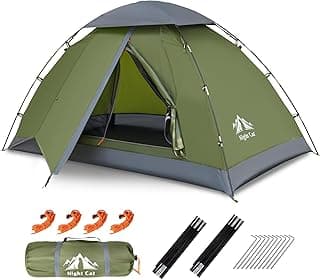 Night Cat Polyester Upgraded Backpacking Tents 1 2 Persons Easy Clip Setup Camping Tent Adults Scouts Heavy Rainproof Compact Lightweight,Single-Size, Black,Green