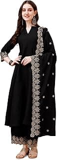 Granthva Fab Kurta Set for Women Silk Embroidered Anarkali Kurta Set for Women with Palazzos and Dupatta