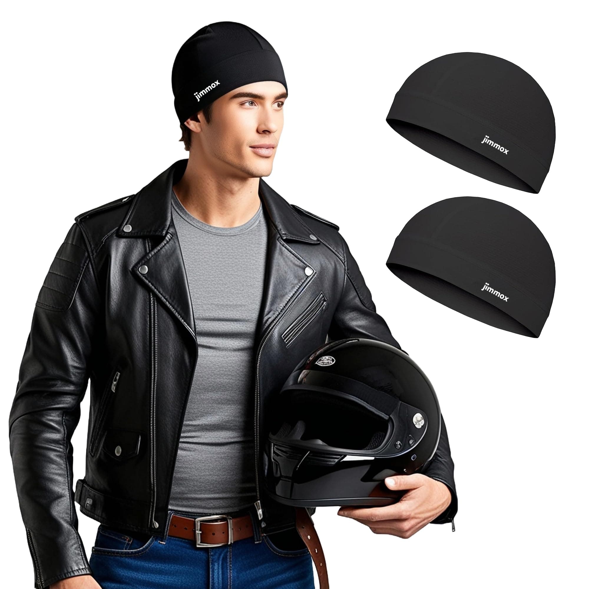 Jimmox Helmet Skull Cap for Men & Women | Breathable Cycling Cap | Sweat-Wicking Helmet Liner | Lightweight Cooling Beanie for Biking, Running, Outdoor Sports
