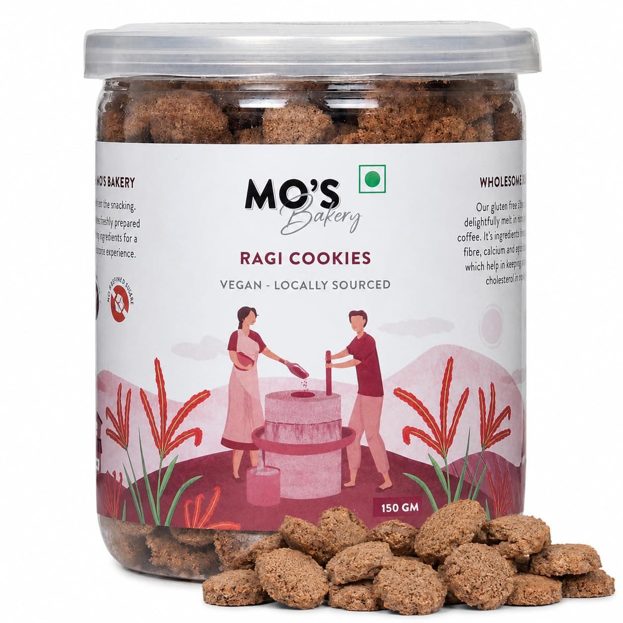 Mo's Gluten-Free Ragi Cookies, 300 Grams| Multi Grain Cookies | Healthy Diet Snack | Jaggery Cookies With No Maida | Gluten-Free