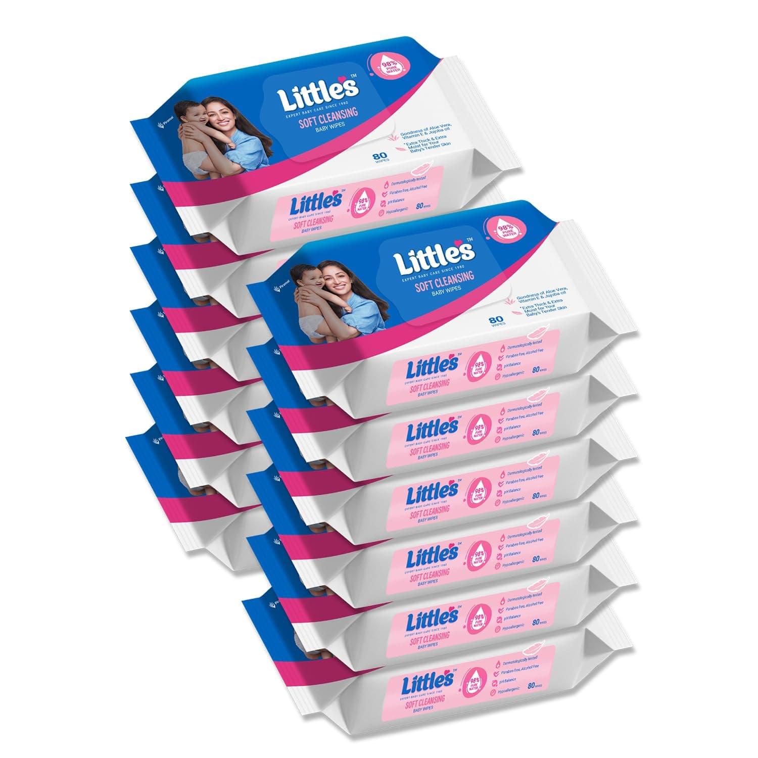 Little's Soft Cleansing Baby Wipes | 80 Wipes x 12-960 Wipes | Extra Thick & Moist Wet Wipes for Baby's | Prevents Rashes & Redness with Goodness of Aloe Vera, Vitamin E & Jojoba Oil