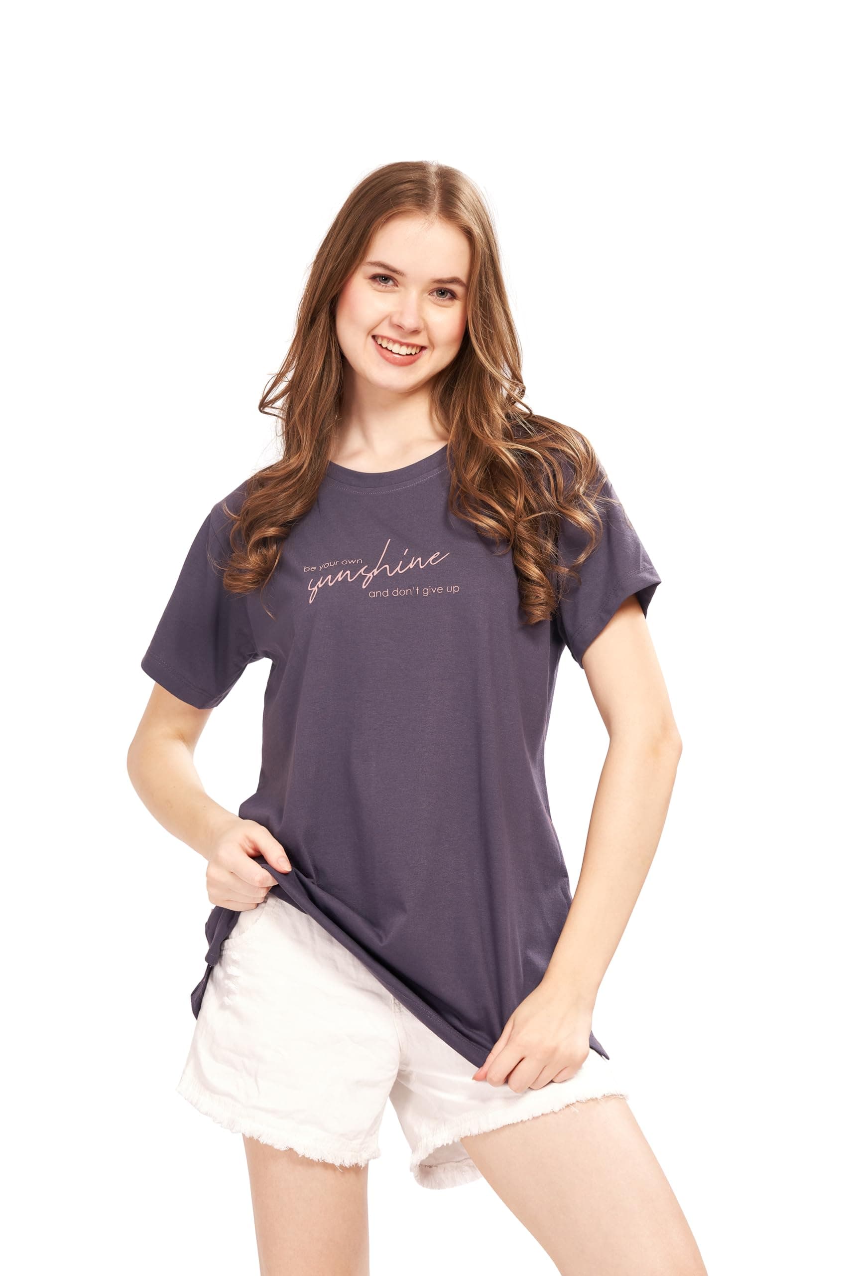 WEET Women's Cotton Long Printed T-Shirt 5435
