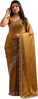 Soch Womens Fendy Organza Solid Swarovski Stone Saree