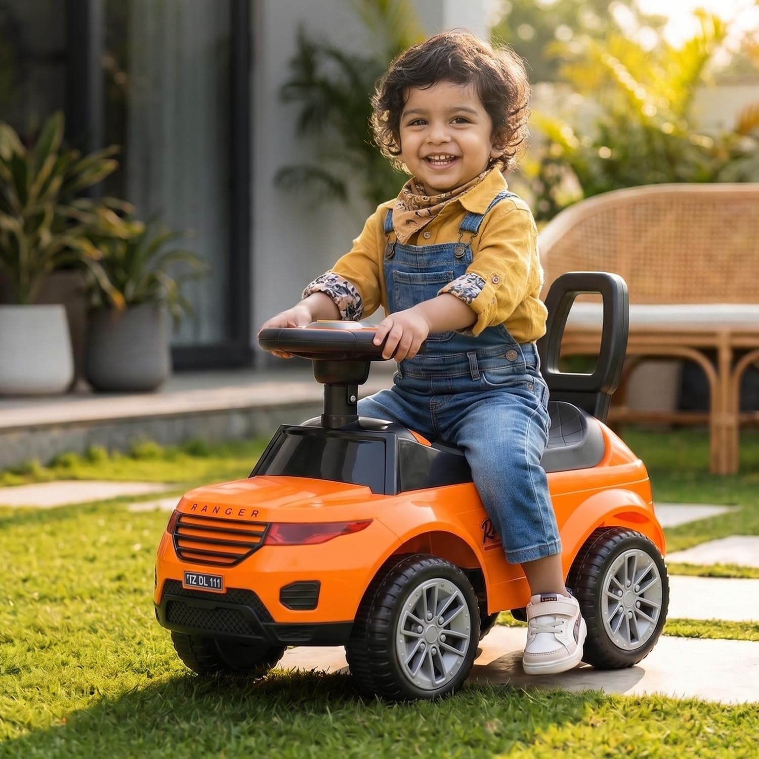 Toyzone Ranger Ride on - Orange | Push Ride-on | Push Car with Storage | Ride-On Car with Backrest | Ride On for Toddlers | for Kids 3+ Years