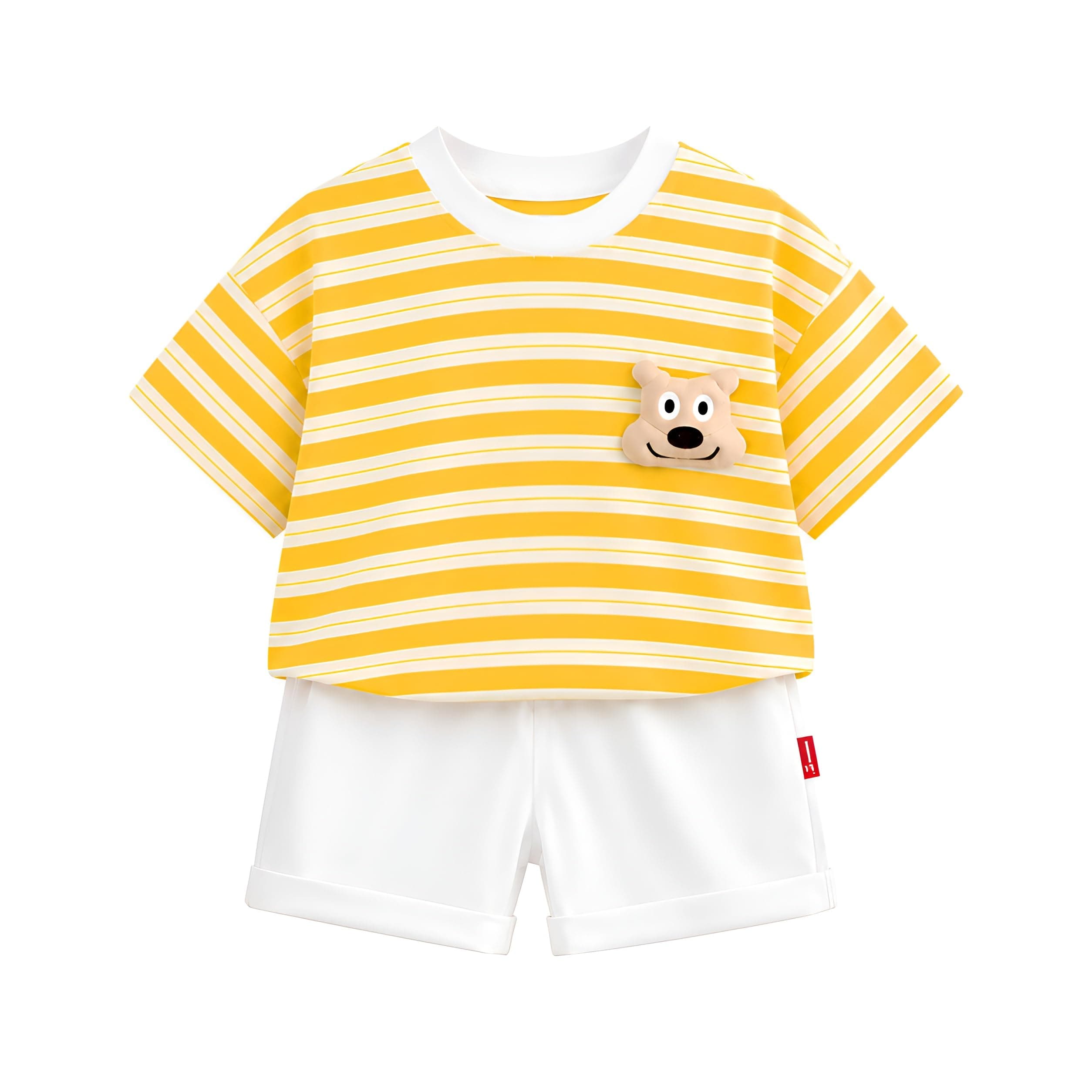 Googo Gaaga Striped T-shirt with Contrast Shorts for Boys - Cotton Clothing Set for Baby Boy | Soft Fabric Half Sleeves Tshirt | Regular Fit Kids Outfit