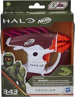 Nerf Microshots Halo Needler, Mini Dart-Firing Blaster and 2 Darts, Collectible Blaster for Halo Video Game Fans and Battlers, Brown