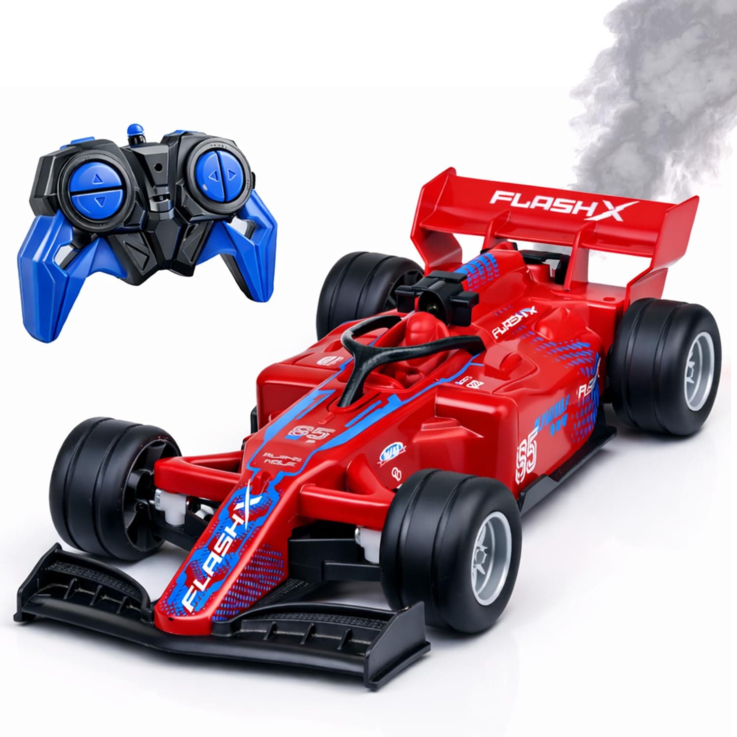 Frendo High-Speed RC Car for Kids| 2.4GHz Remote Control Car with 150+ ft Range| Mist Smoke Effect| LED Lights| Multi-Direction Control| USB Type-C Rechargeable Racing Car Toy|Red