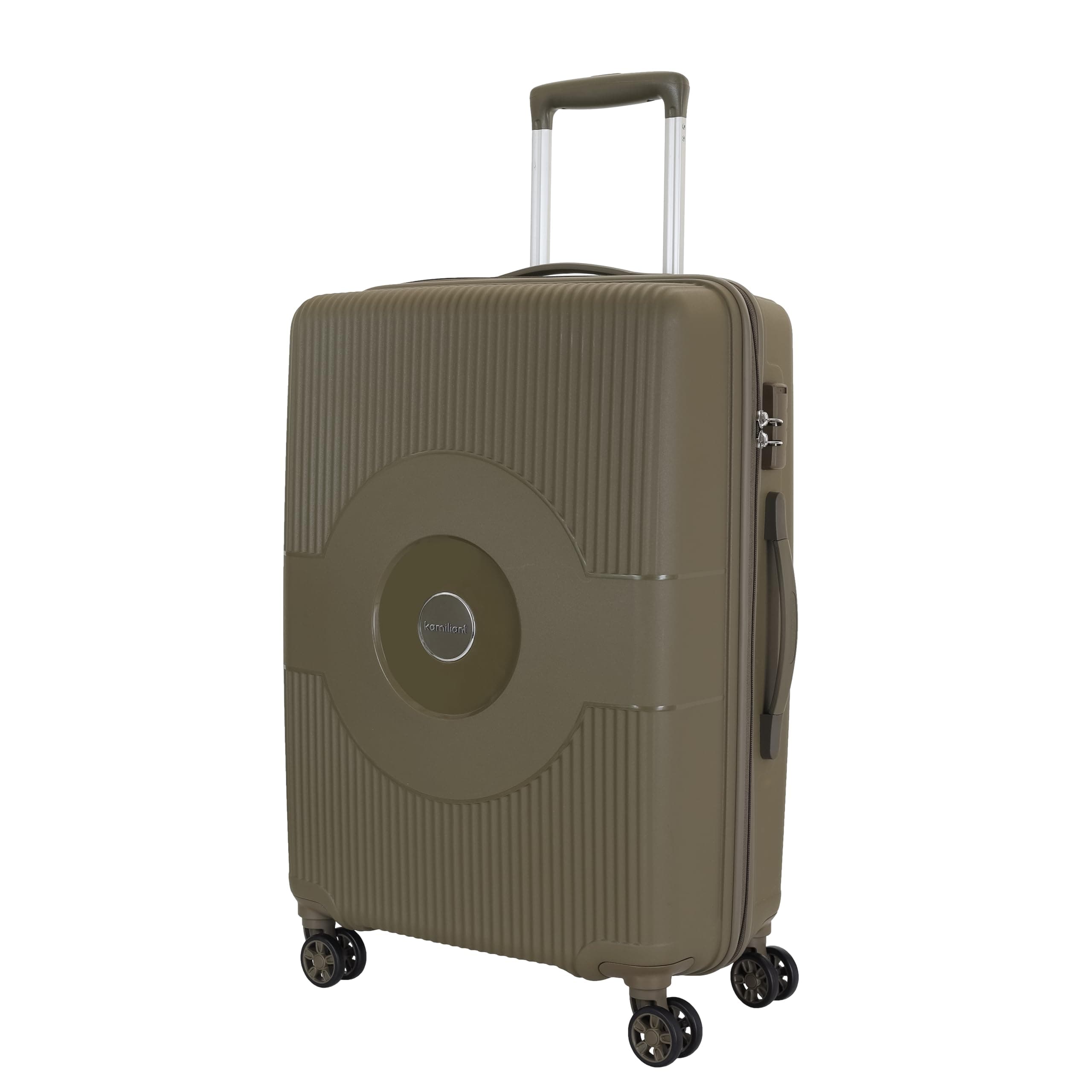 Kamiliant Polypropylene KAM Hard Shell 8 Wheels Spinner Suitcase Might DW SP68CM MIL.OLV,Brown, Medium
