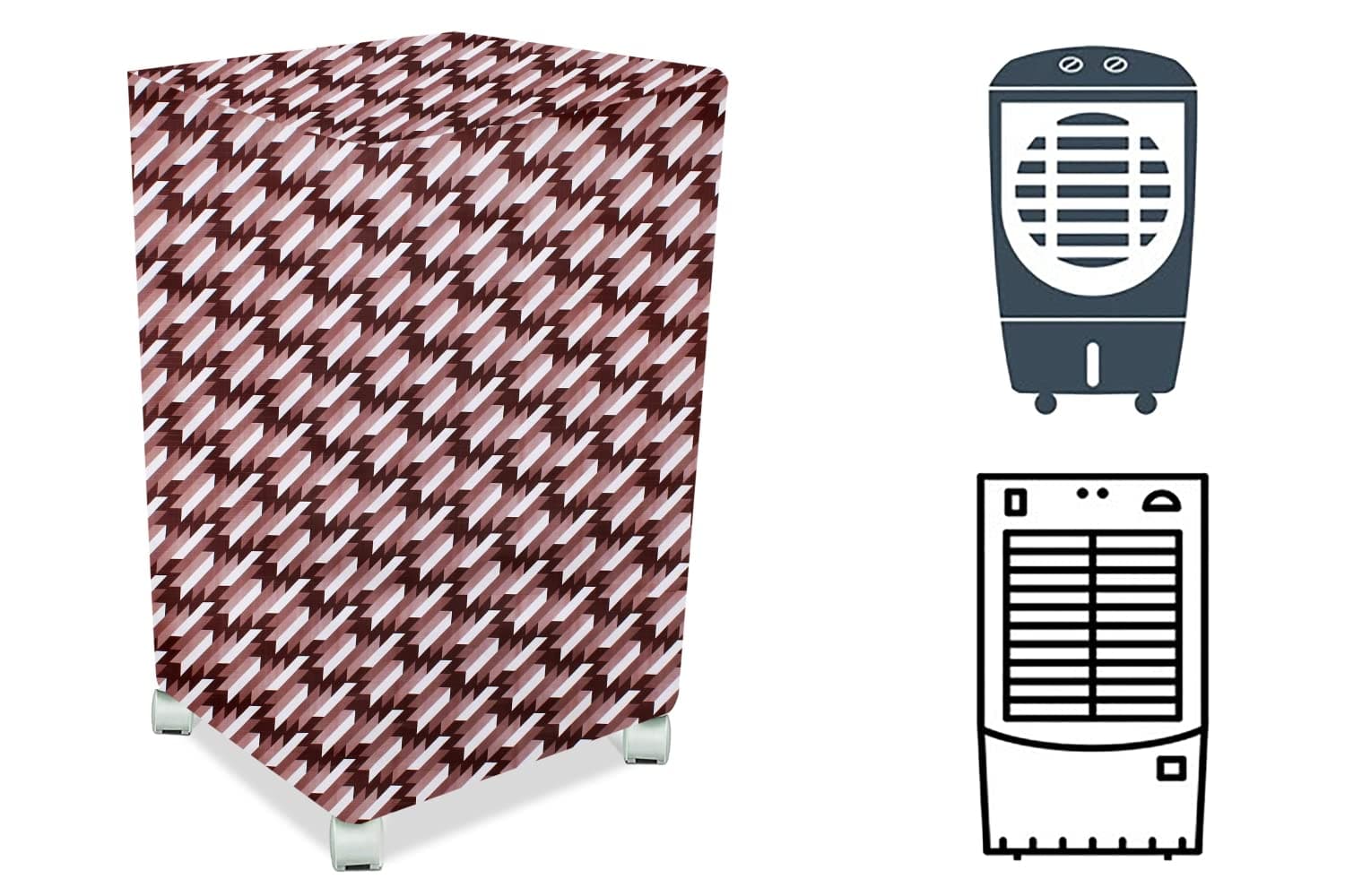 Stylista Cooler Cover Compatible for Bajaj TMH36 36 Liter Medium Tower Cooler Symmetric Pattern Maroon