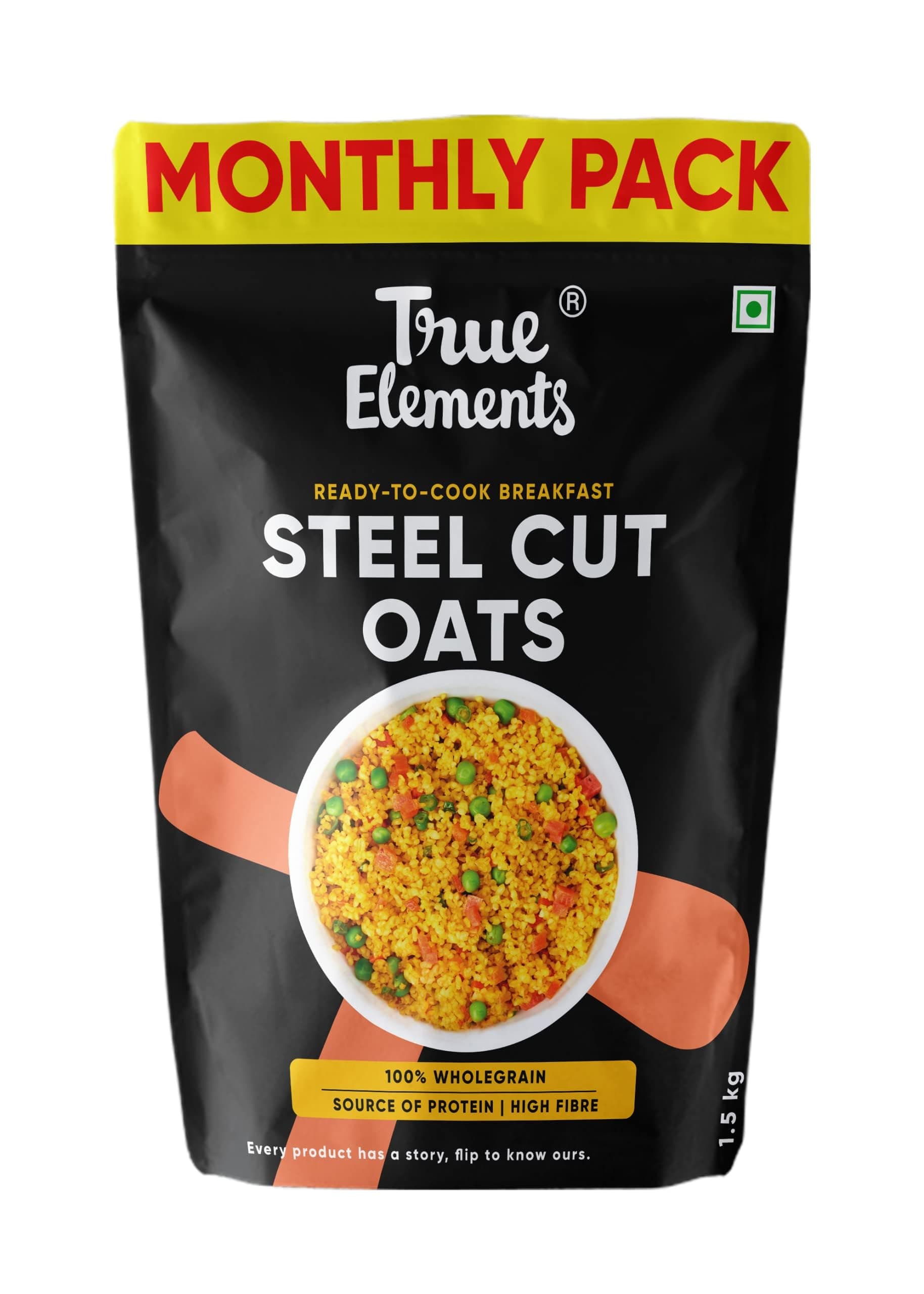 True Elements Steel Cut Oats 1.5kg - Oats | Healthy Source of Protein | Diet Food | 100% Wholegrain | Cereal for Breakfast