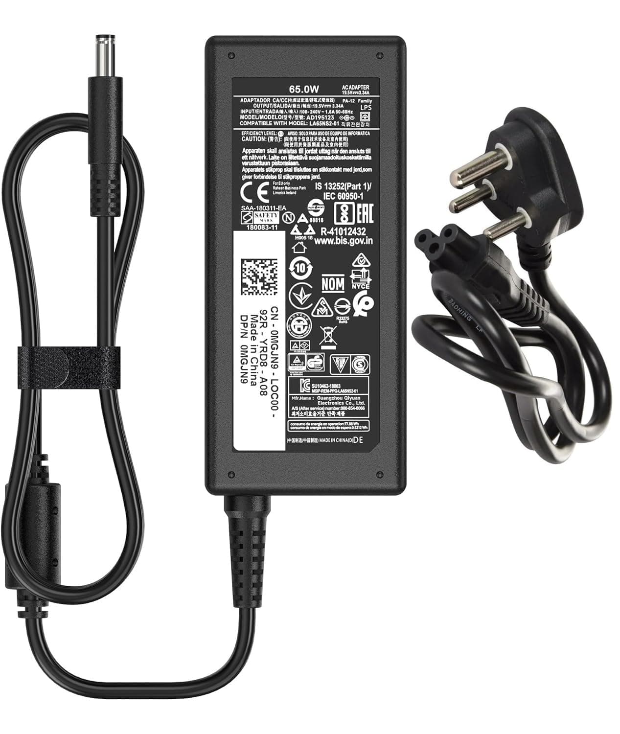 65W 4.5mm tip Laptop Charger, for Dell Latitude 3320 3330 3340 3420 3430 3435 3440 3450 3520 3530 3535 3540 AC Adapter, Black, DA65NM191