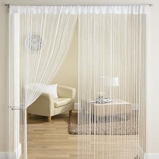 Exporthub 1 Piece Beautiful Polyester Door Threads String Curtain - 7ft, White (EHSPR558_74)
