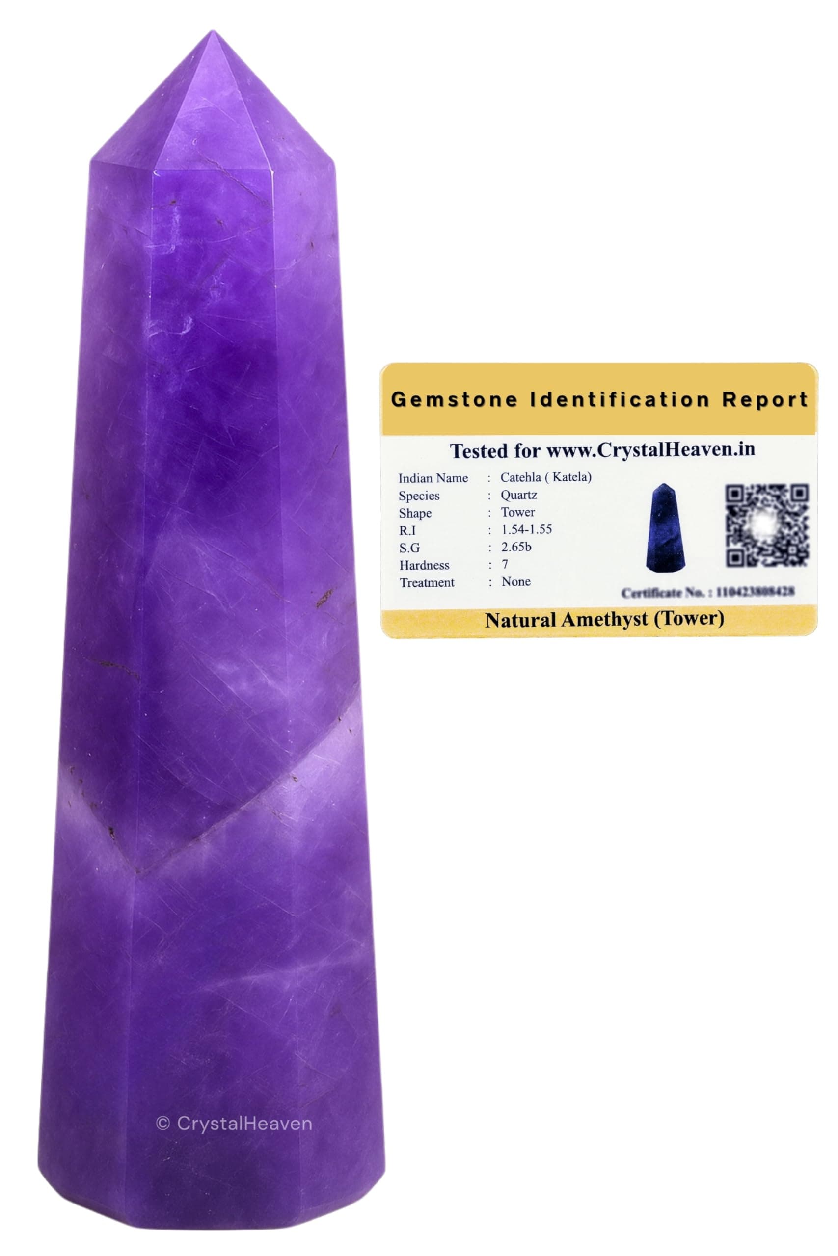 Crystal Heaven Certified Amethyst Crystal Tower Obelisk Point for Chakra, Healing and Balancing - AAA Grade Original Gemstone Agate for Reiki Meditation Yoga Spiritual (2-3 Inches)