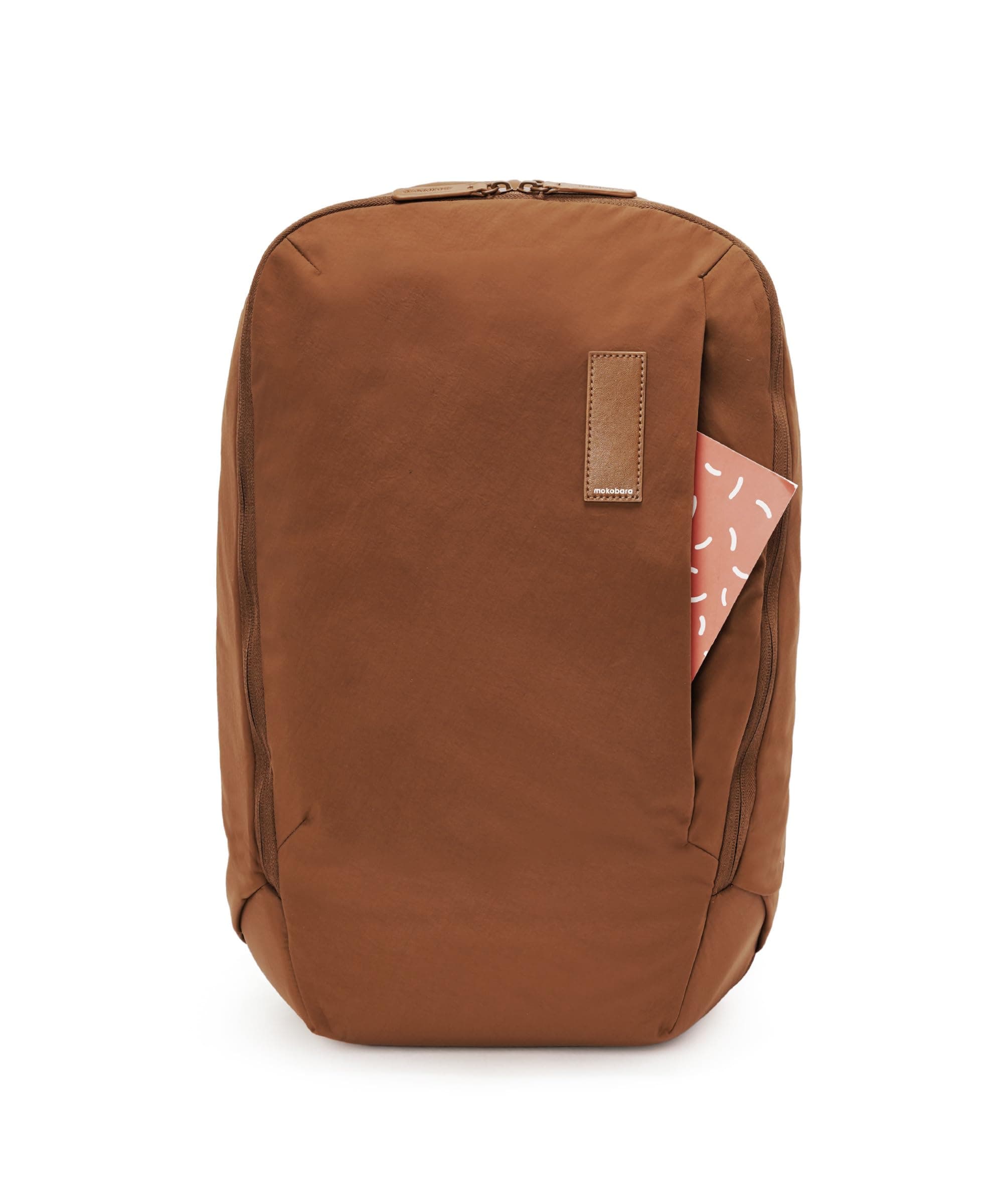 MOKOBARA The Aisle Backpack | Premium Nylon & Vegan Leather Laptop Bag | Fits 15.6 Inch Laptop | 19L Lightweight Water Resistant Travel & Office Daypack |Bear Hug | Brown