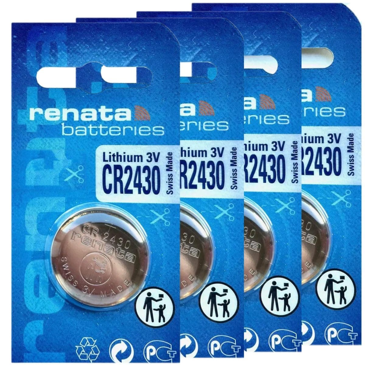 MOCKING BIRD Coin Cell Battery 3 Volt Lithium Battery Swiss Made (Silver) (Pack of 4, CR2430)