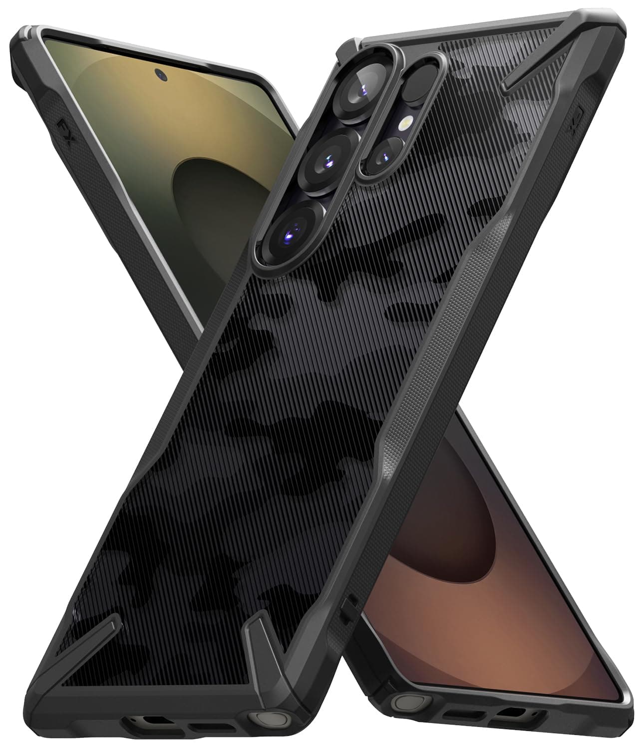 Ringke Fusion-X Compatible with Samsung Galaxy S25 Ultra Case Cover Military Camo Hard Back Soft Flexible TPU Bumper Scratch Resistant Shockproof Protection S25 Ultra Back Cover - Camo Black
