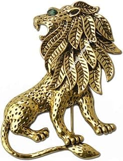 Mahi Antique Gold Plated Vintage Lion Shaped Brooch/Lapel Pin for Mens BP1101026G
