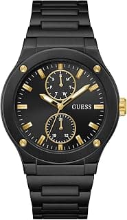 GUESS Stainless Steel Analog Black Dial Men's Watch-Gw0795G3, Band Color:Black