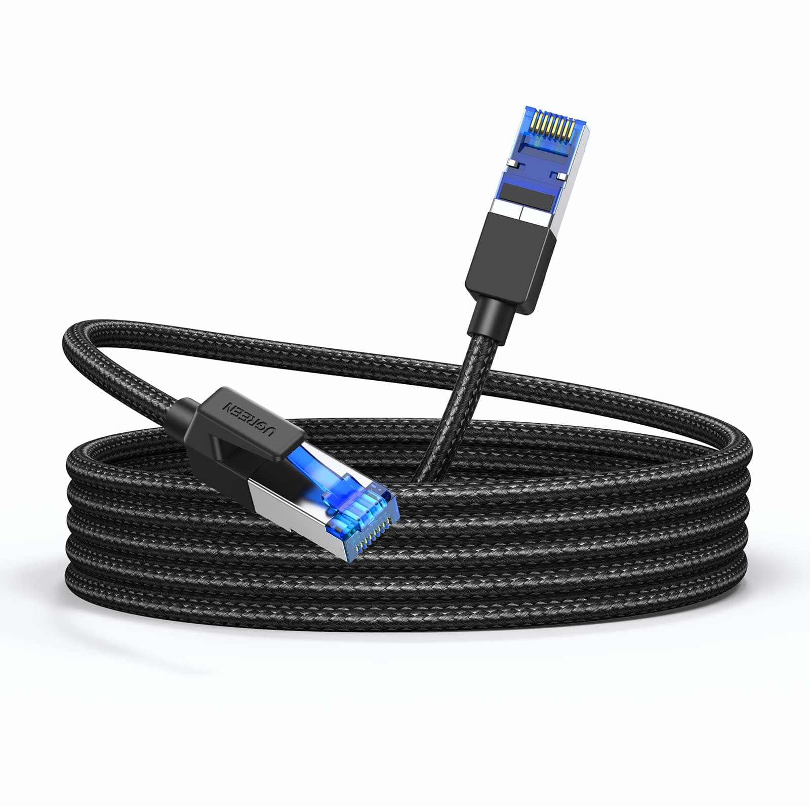 UGREEN CAT 8 Ethernet Cable, 40Gbps 2000MHz High Speed Braided Network Cord F/FTP POE Gigabit RJ45 LAN Wire Compatible with Xbox One Switch PS5 PS4 WiFi Extender Router Modem Patch Panel 15M