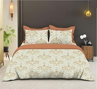 Bombay Dyeing Premium Queen Size Bedsheet with 2 Pillow Covers | 100% Pure Cotton | (228cm x 254cm) | Soft, Breathable & Durable for Double Beds | Florentine 7874 (Brown, Queen)