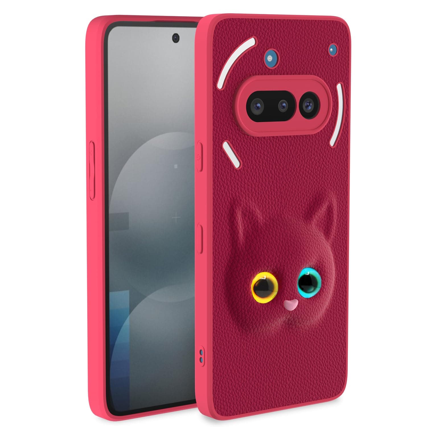 Amazon Basics Back Cover for Nothing Phone 3a 5G | Premium Look | Cute Soft Leather TPU Bumper Case for Girls (Pink)