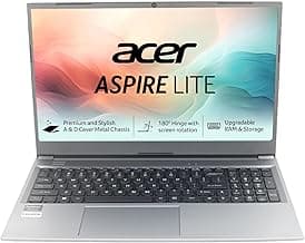 Acer Aspire Lite, AMD Ryzen 5 7430U Processor, 8 GB RAM, 512 GB SSD, Full HD, 15.6"/39.62 cm, Windows 11 Home, Steel Gray, 1.59 kg, AL15-41, Thin and Light Laptop